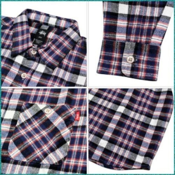 STUSSY Long Sleeved Plaid Button Flannel (Medium) - Picture 4 of 8